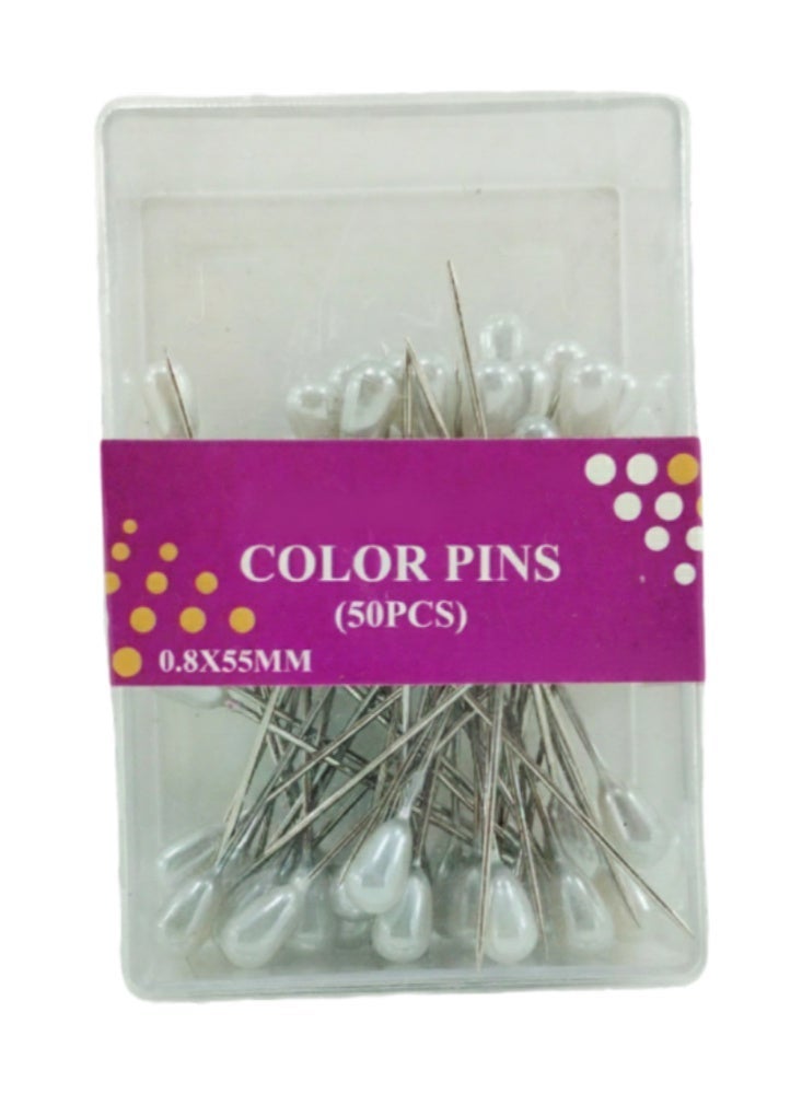 مجموعة دبابيس بروش من اللؤلؤ للعرائس، رأس بيضاوي، ساتان أبيض - Image 1